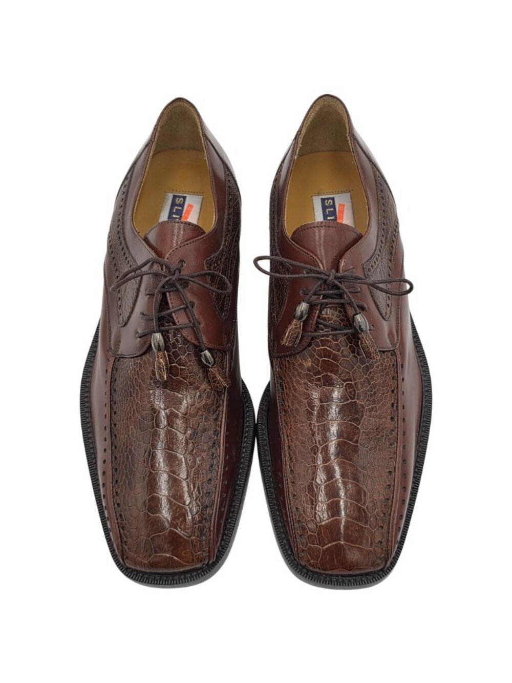 NEW Vintage Exotic Ostrich Leg Dress Shoes City Slicker Brown Mens 8M Oxfords - Picture 6 of 13